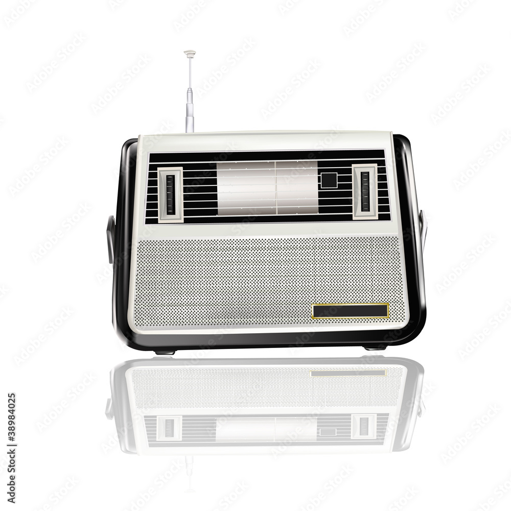 Retro a radio receiver over white background Retro a radio receiver over white background