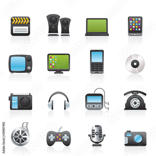 multimedia and technology icons - vector icon set