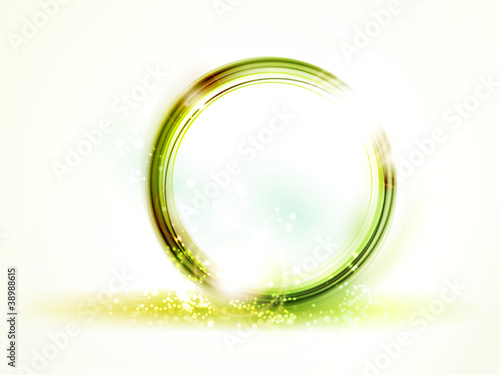 Abstract round green vector frame on light background