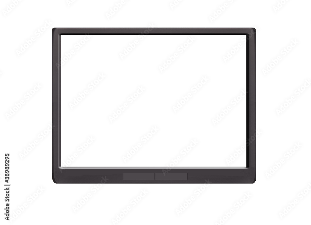 Touch pad with e book text on screen isolated on white