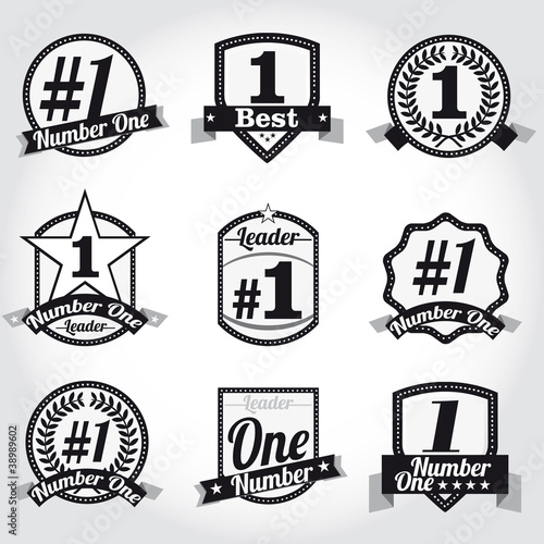 Vector badges, certificates and seal icons. Number One