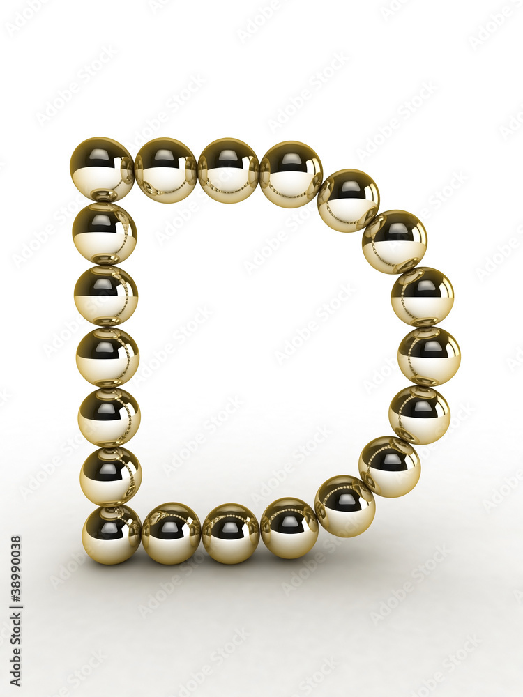 3d alphabet of gold beads. 3d alphabet of gold beads.