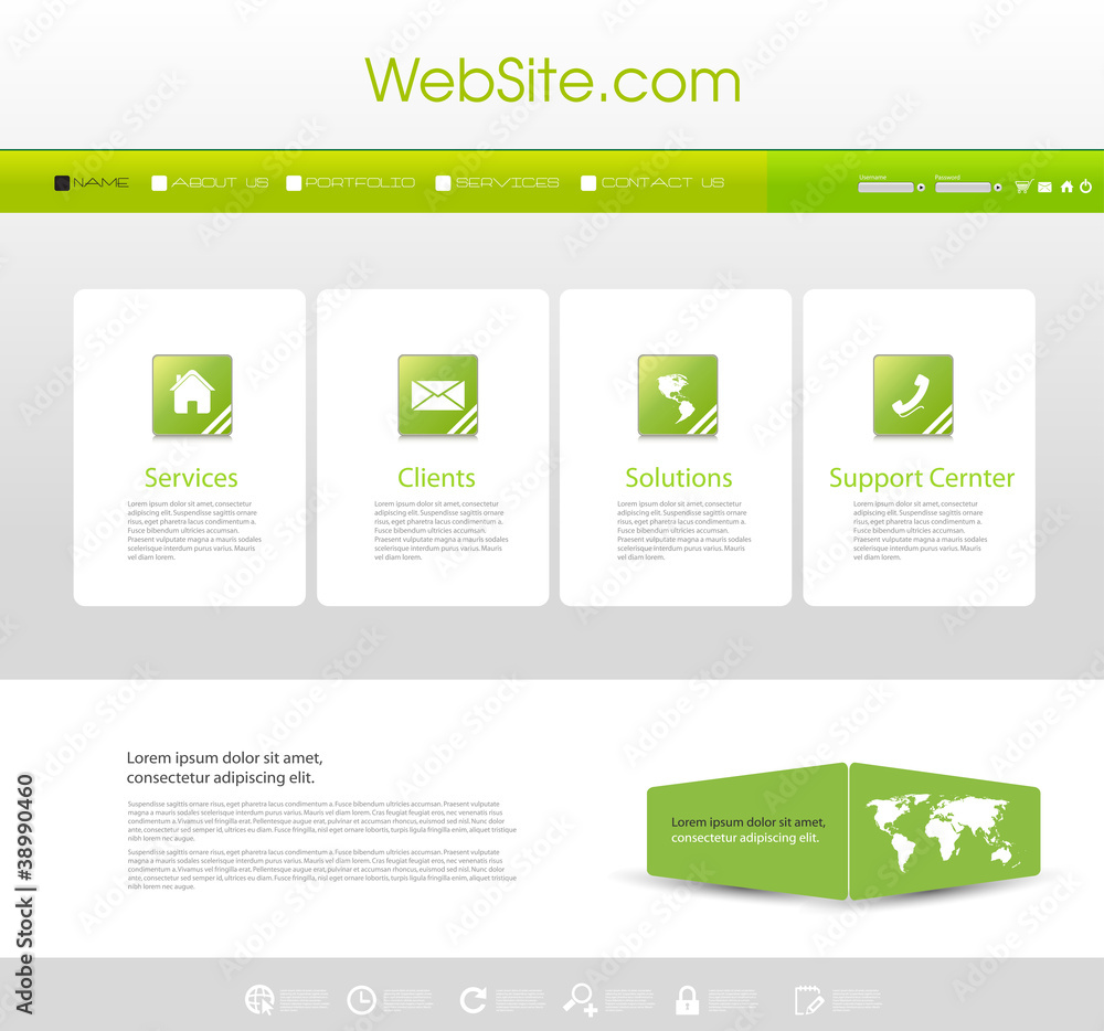 Website Menu template with icons set Website Menu template with icons set