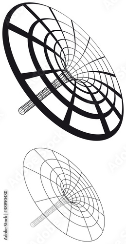 Black hole funnel generated with circles and lines. Illustration on white background. Vector.