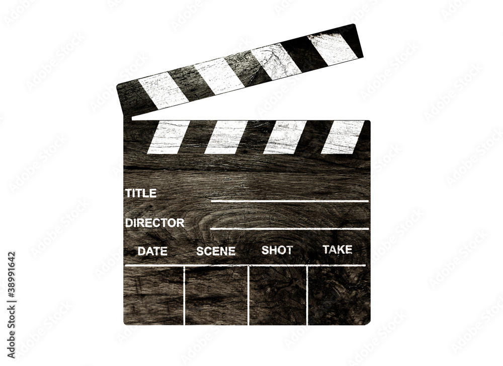 Fototapeta premium Old clapper board isolated on white