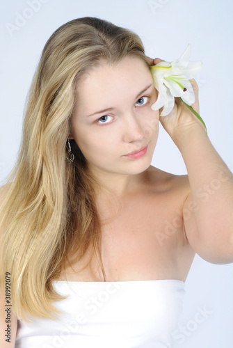 beautiful girl with flower photo