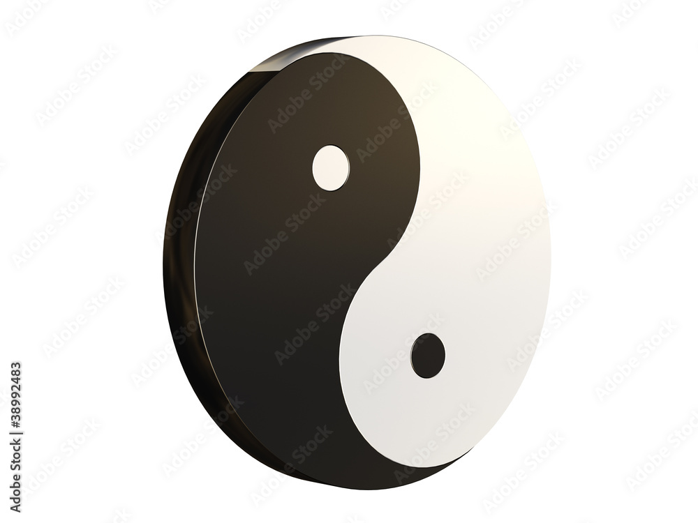 3D and brown Yin Yang with a white background 3D and brown Yin Yang with a white background