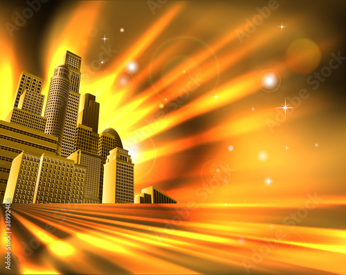 Orange skyscraper background