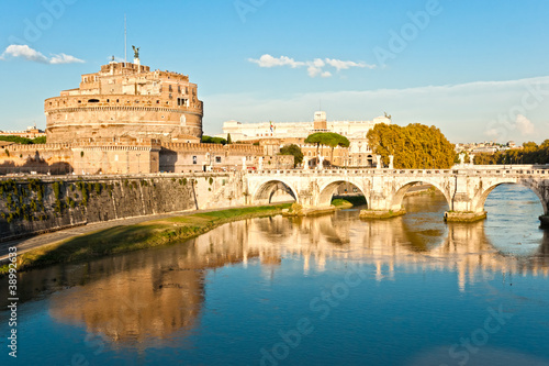 Castel Sant'angelo and Bernini's statue on the bridge, Rome, Ita