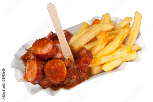 Curry sausage and chips