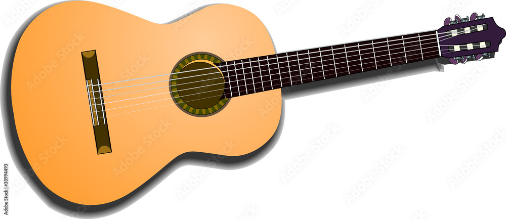 acoustic guitar, isolated on white background