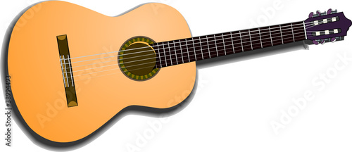 acoustic guitar, isolated on white background