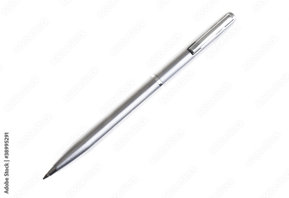 Elegant metal ballpoint pen isolated on white Elegant metal ballpoint pen isolated on white