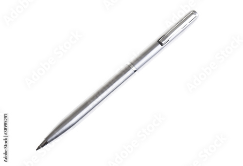 Elegant metal ballpoint pen isolated on white