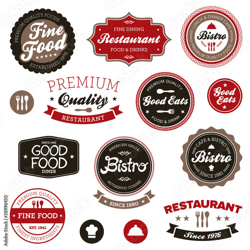 Vintage restaurant labels