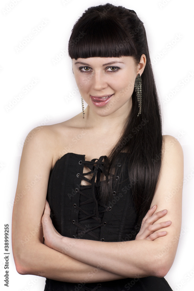 Naklejka premium Portrait of sensual woman with her tongue out