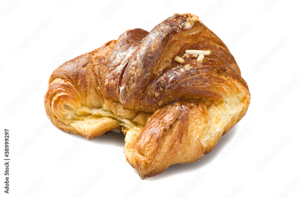 Fresh and tasty croissant on the white Fresh and tasty croissant on the white