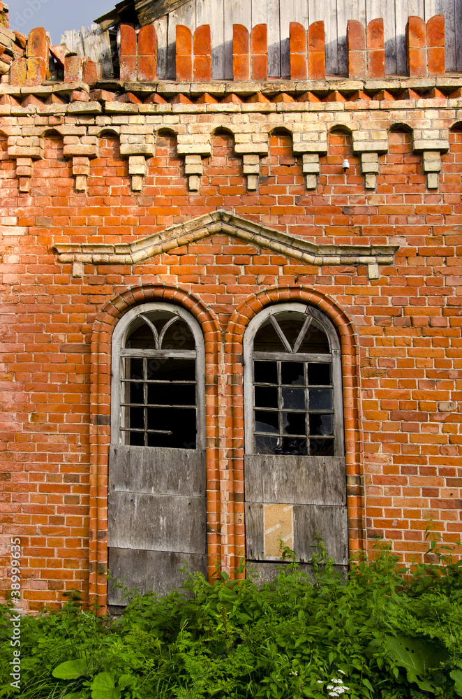 historical manor ruins fragment with windows