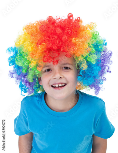 Happy clown boy - isolated portrait