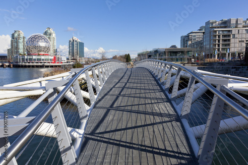 Pedestrian bridge at False Creek Olympic Village Shoreline Park