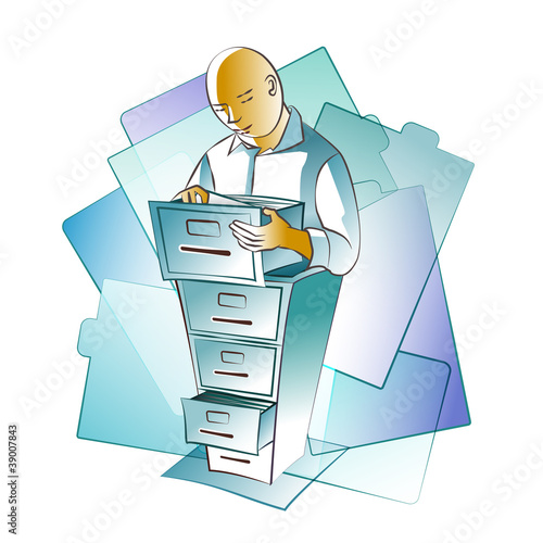 Obraz w ramie Archivist organizing Files