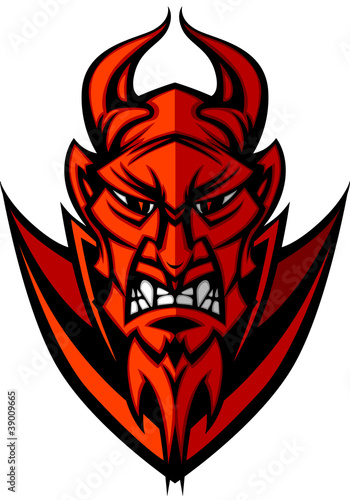 Demon Devil Mascot Head Vector Illustration