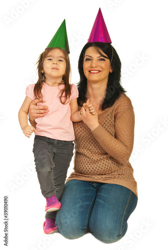 Happy mother and daughter ready for party photo