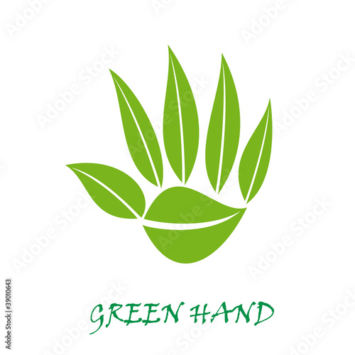 Logo green hand # Vector