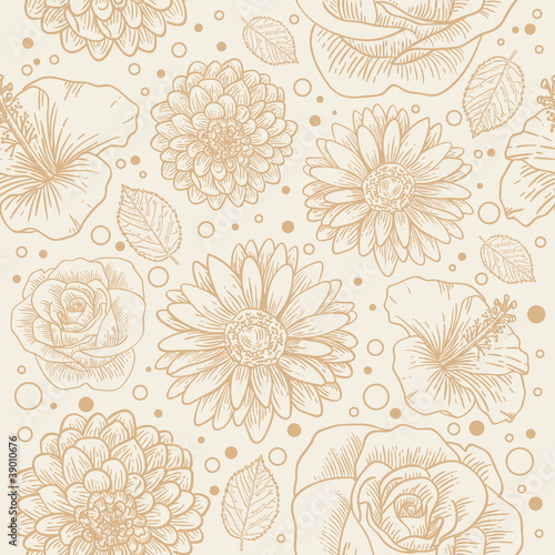 Floral seamless retro pattern