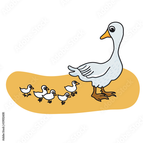 Gänsemama mit Gänseküken