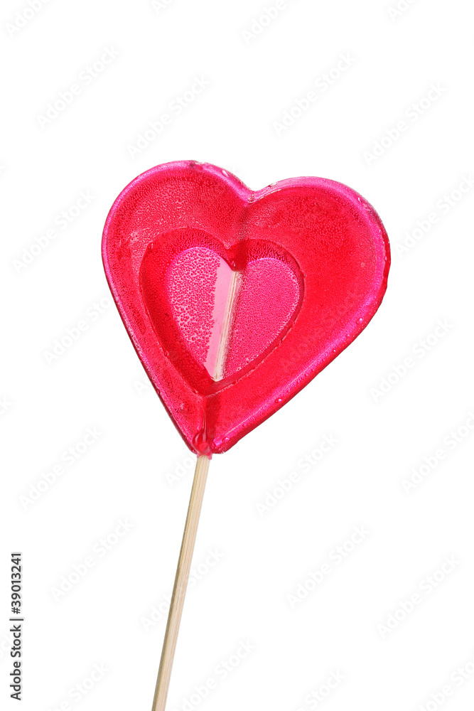 red heart-lollipop isolated on white red heart-lollipop isolated on white