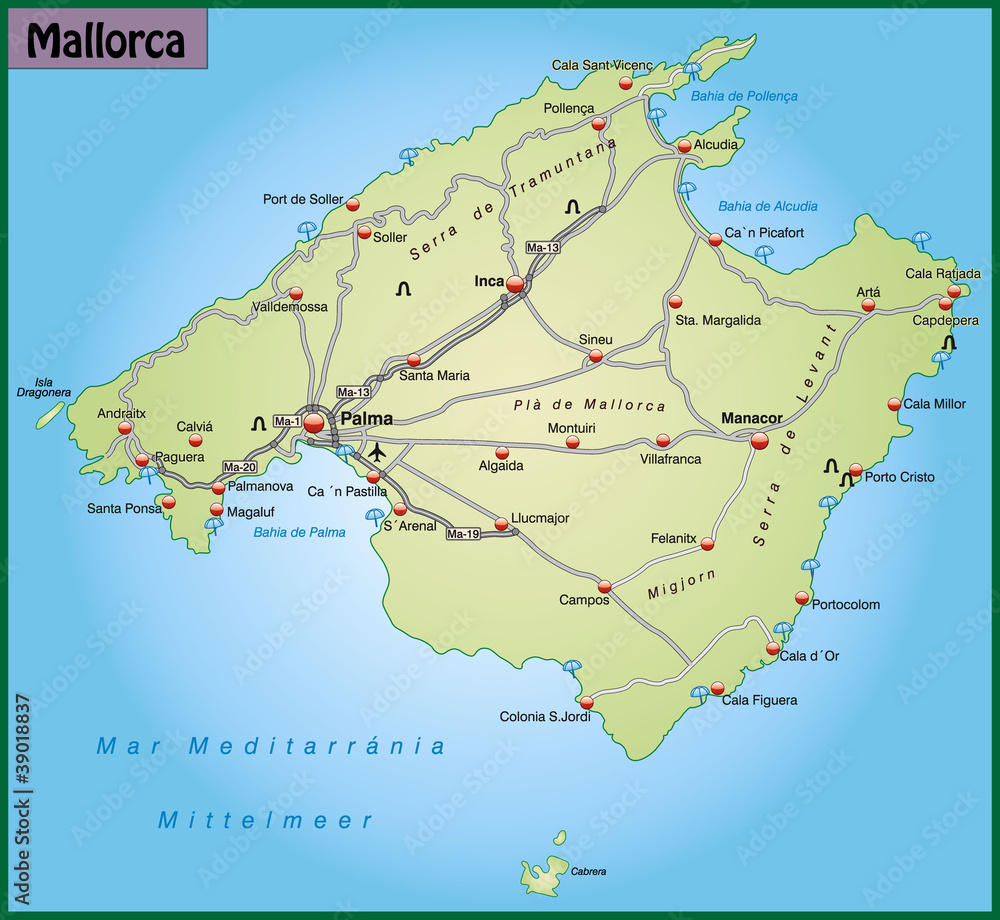 Fototapeta premium Landkarte von Mallorca