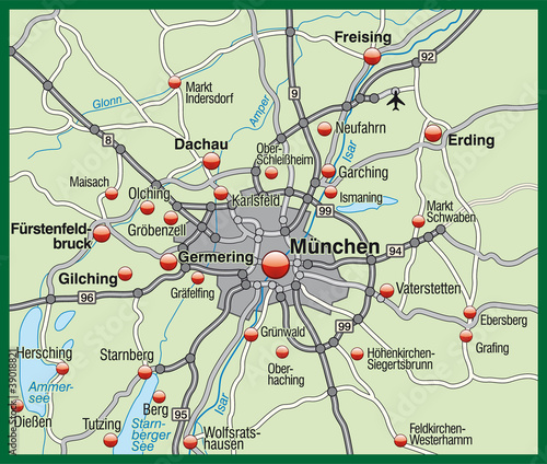 Stadtplan von München in gruen