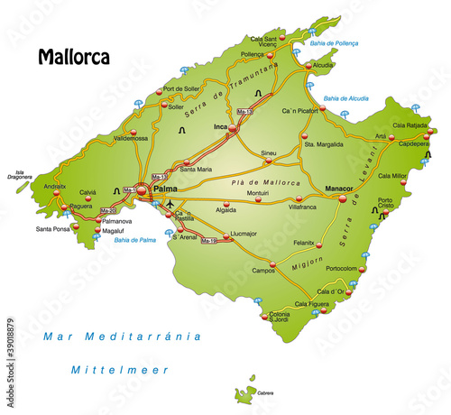 Landkarte von Mallorca