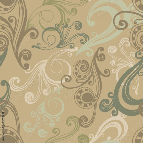 green curlicues seamless pattern