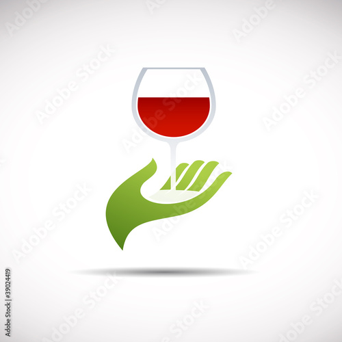 Logo serve a glass of wine # Vector