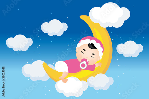 Dreaming baby on the moon