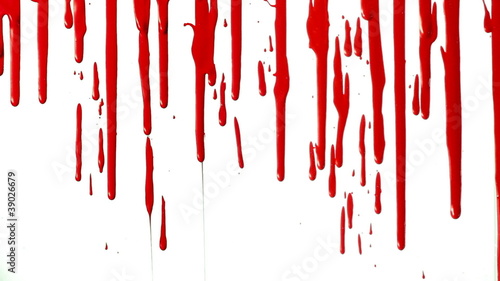 Blood dripping down over white