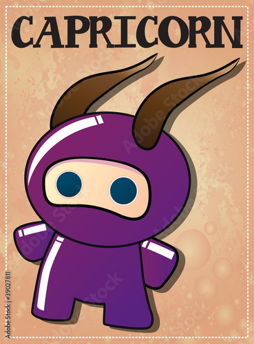 Zodiac sign Capricorn with cute ninja character