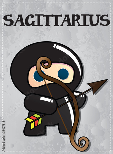 Zodiac sign Sagittarius with cute ninja character