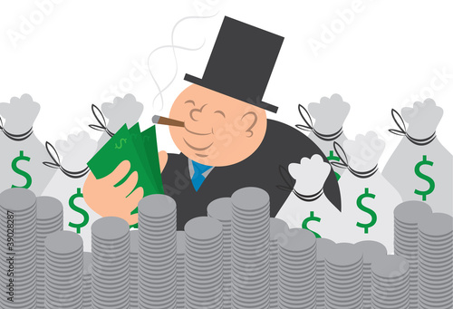 Heavy man counting his money.