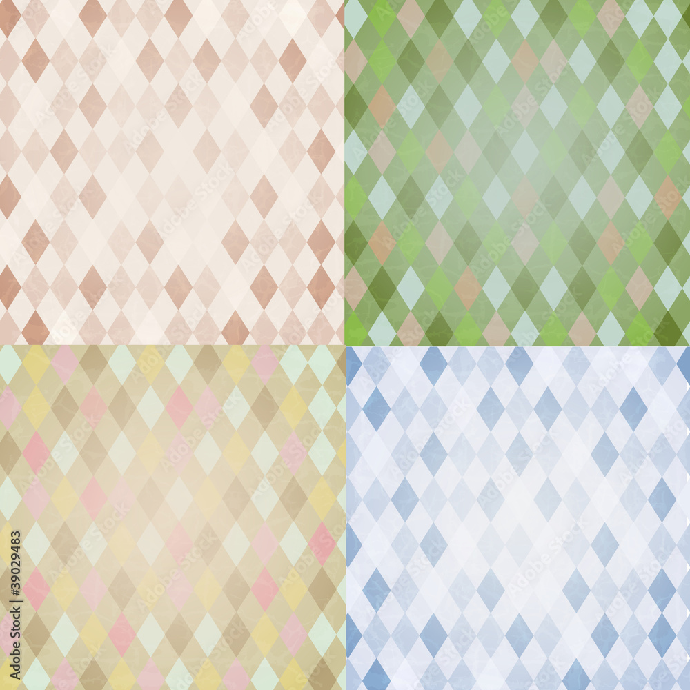 Vintage Harlequin Backgrounds Set