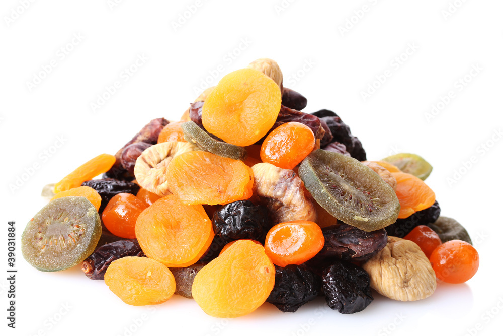 Dried fruits isolated on white Dried fruits isolated on white