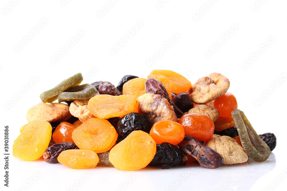 Dried fruits isolated on white Dried fruits isolated on white