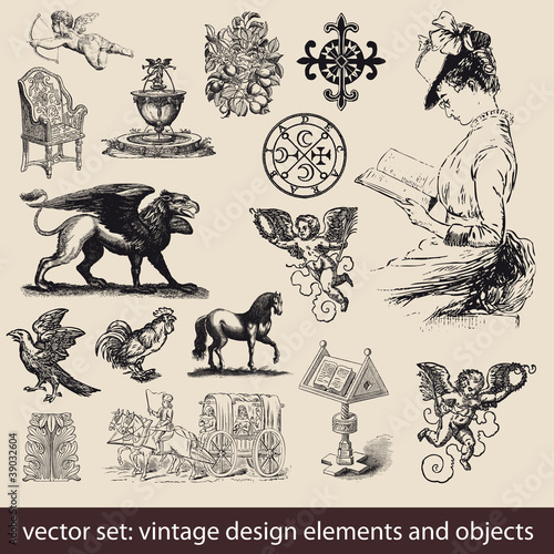 Vintage Elements, Objects - vector set