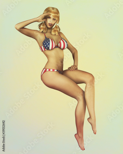 Valokuva Vintage Retro Style Pinup Illustration