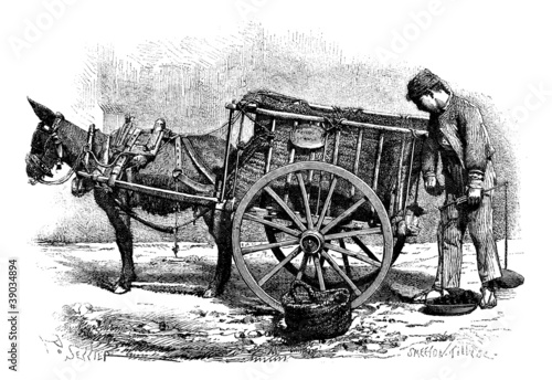 The coal merchant drawing by Sellier- Valencia Spain vintage eng