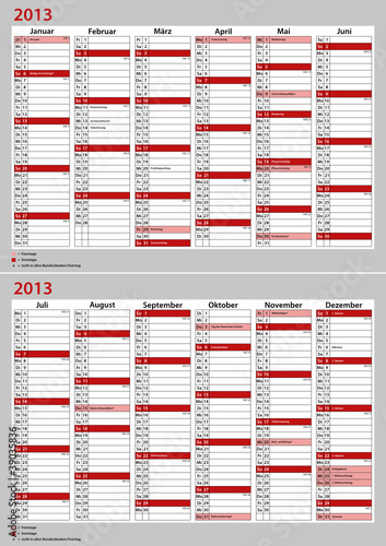 Kalender Deutschland 2013 Januar - Dezember