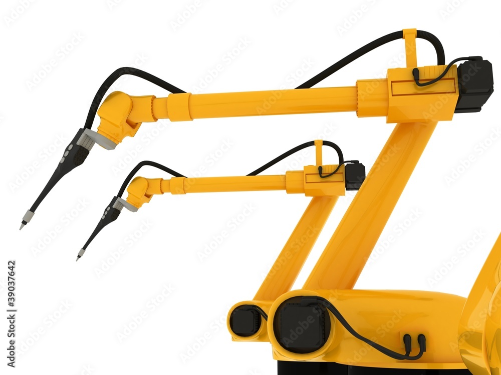 Industrial Robotic Arm Isolated On White Industrial Robotic Arm Isolated On White