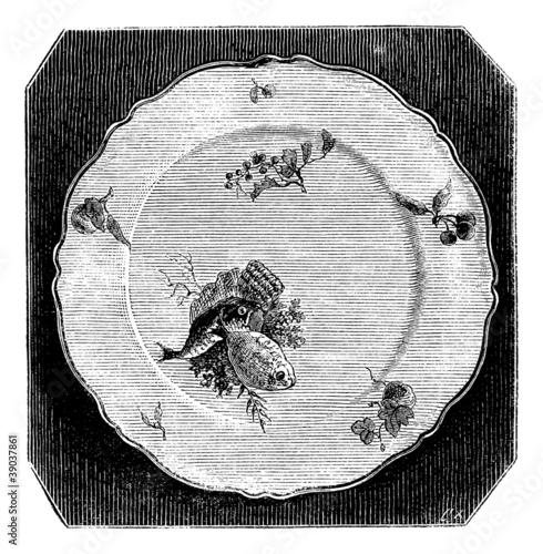 Plate of Marseille, vintage engraving.